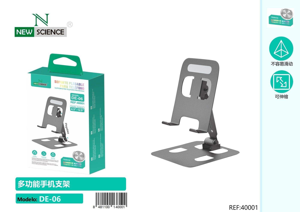 Sklopivi aluminijski stalak za mobitel (DE-06) – Siva