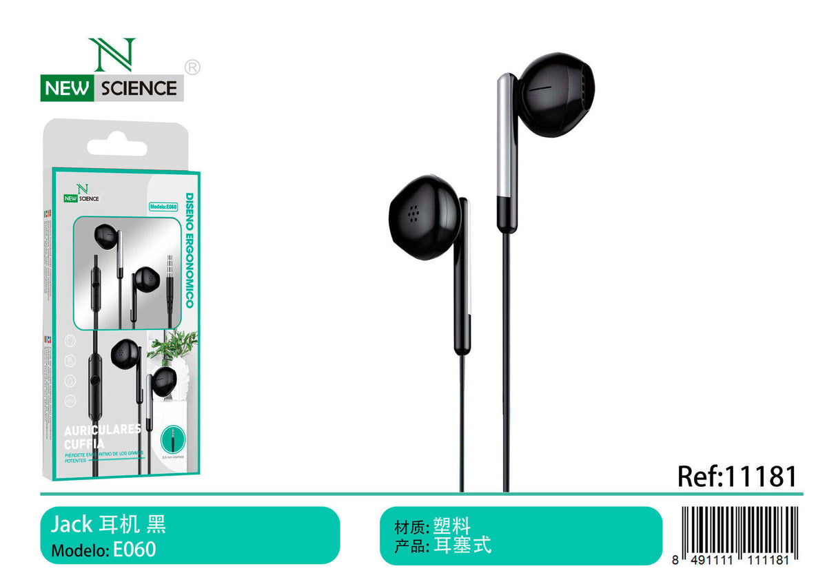 Slušalice s mikrofonom, 3,5 mm (E060) – Crna