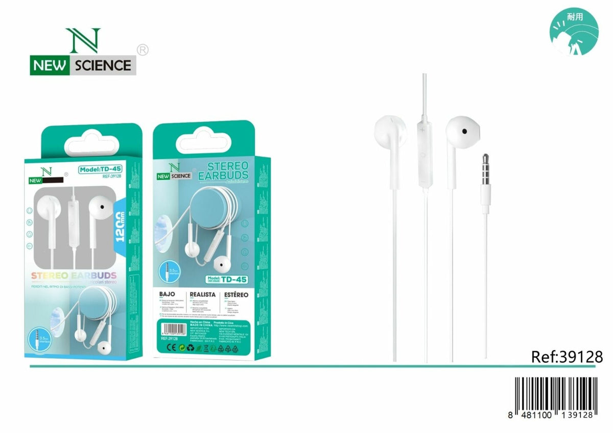 Slušalice s mikrofonom, 3,5 mm (TD-45) – bijele