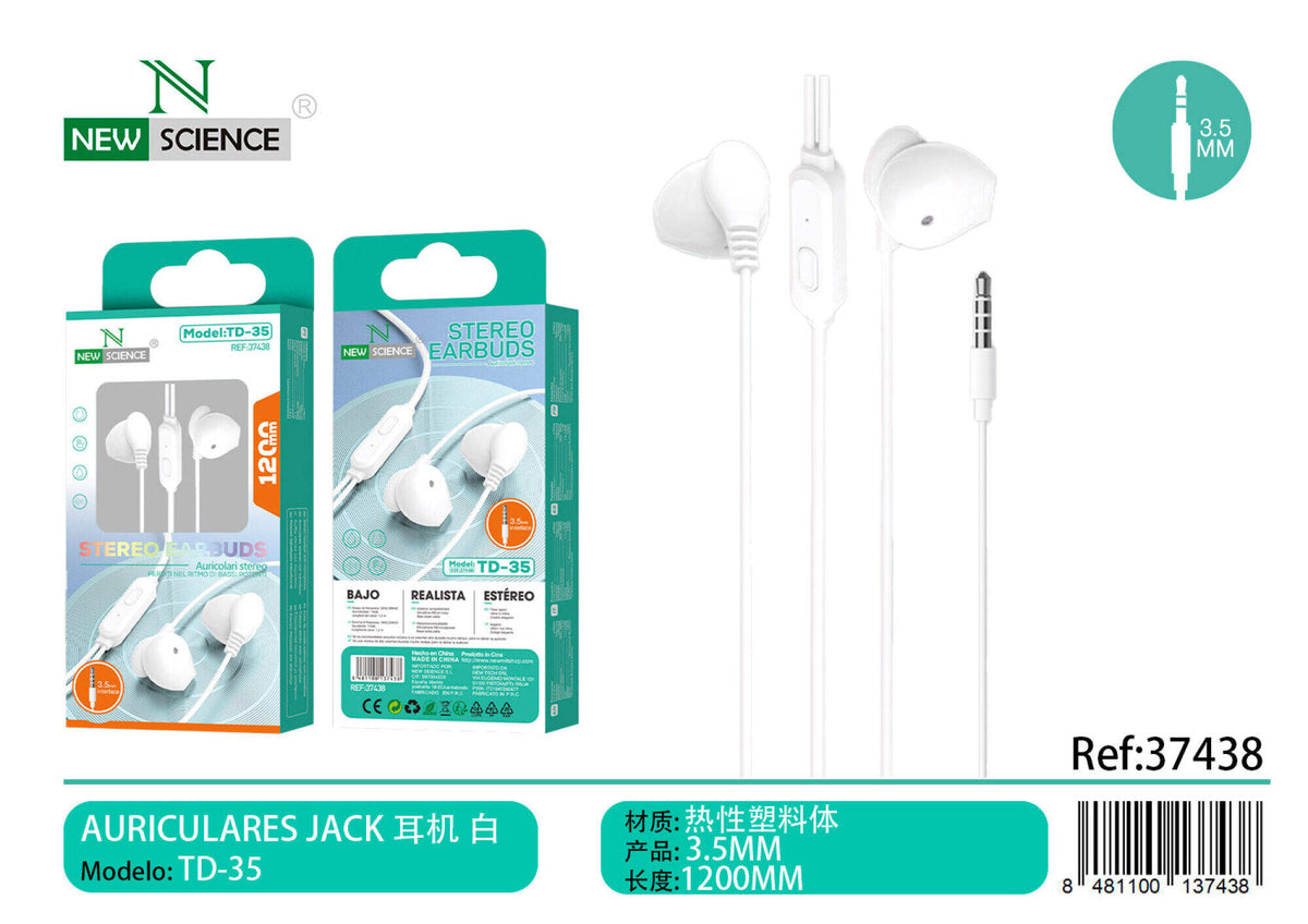 Slušalice s mikrofonom, 3,5 mm (TD-35) – Bijela