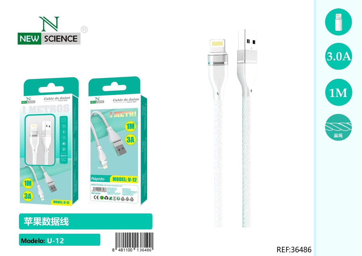 USB kabel za punjenje – 1 do 3 m (U-12 – U-15) – iPhone (Lightning), 1 m, Bijela