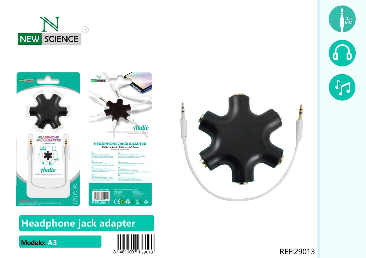 Razdjelnik za slušalice 3,5 mm – 6 izlaza (A3) – Crna