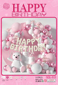 Set balona za girlandu i luk – roza, Happy Birthday, br. 32174