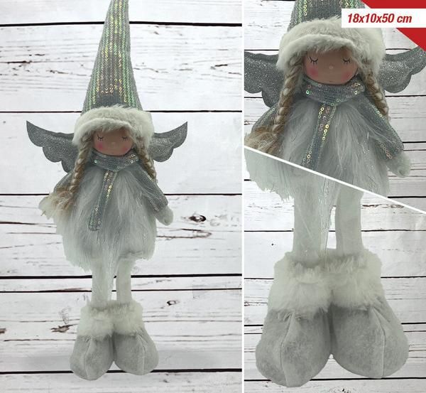 Ukrasna lutka u zimskoj odjeći – srebrna, 50 cm – model 2