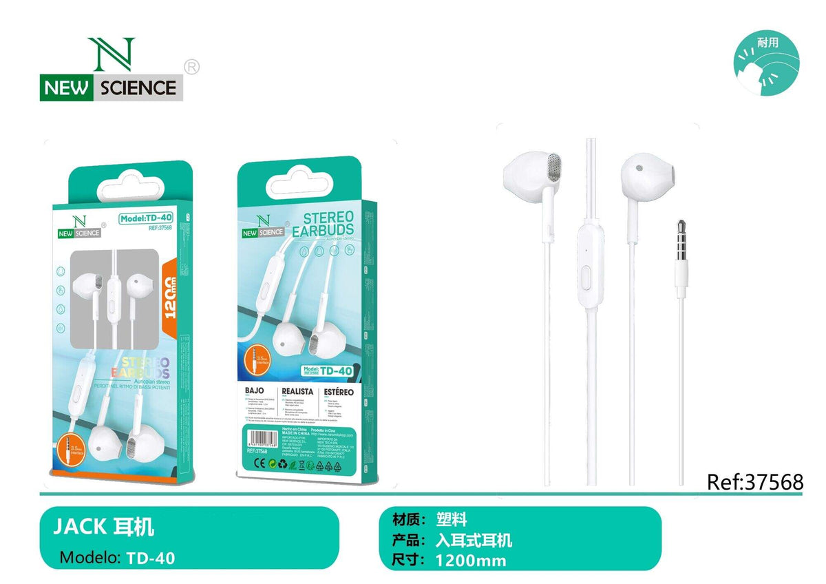 Slušalice s mikrofonom, 3,5 mm (TD-44) – Bijela