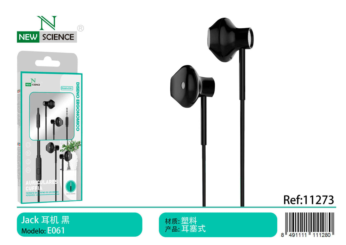Slušalice s mikrofonom, 3,5 mm (E061) – Crna