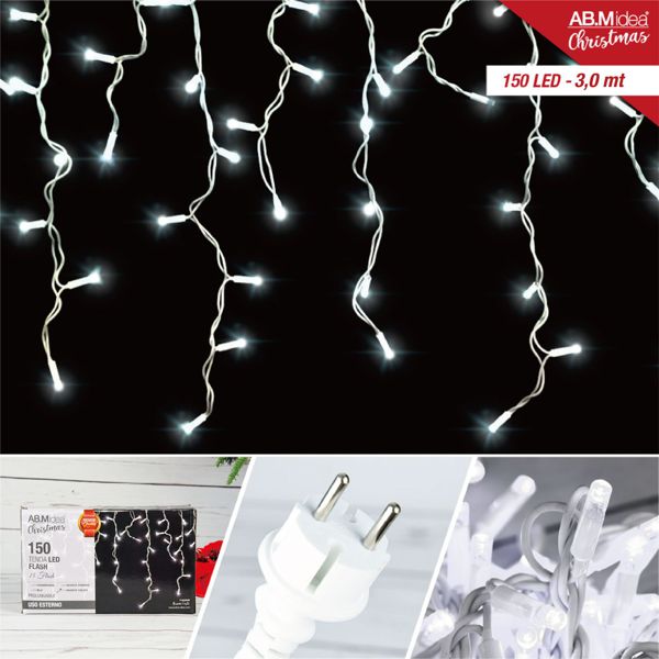 LED sige 150 LED, 3 × 0,7 m – gumeni kabel