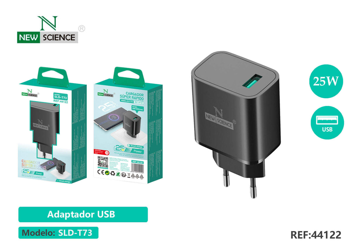 Kućni punjač USB 25 W (SLD-T73) – Samo adapter, Crna