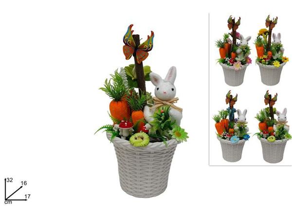 Oster-Kunstpflanze mit Henne 16cm