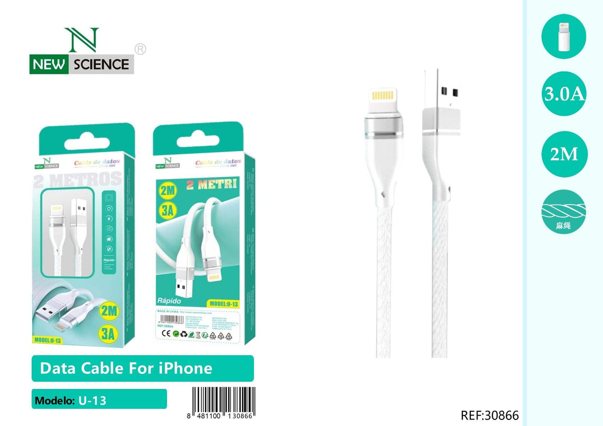 USB kabel za punjenje – 1 do 3 m (U-12 – U-15) – iPhone (Lightning), 2 m, Bijela