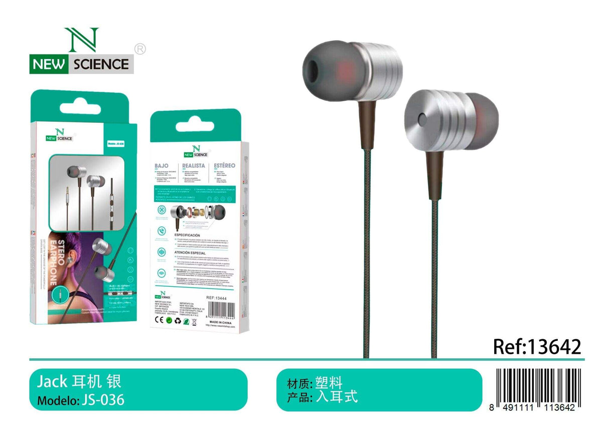 Slušalice s mikrofonom, 3,5 mm (JS-036) – sive