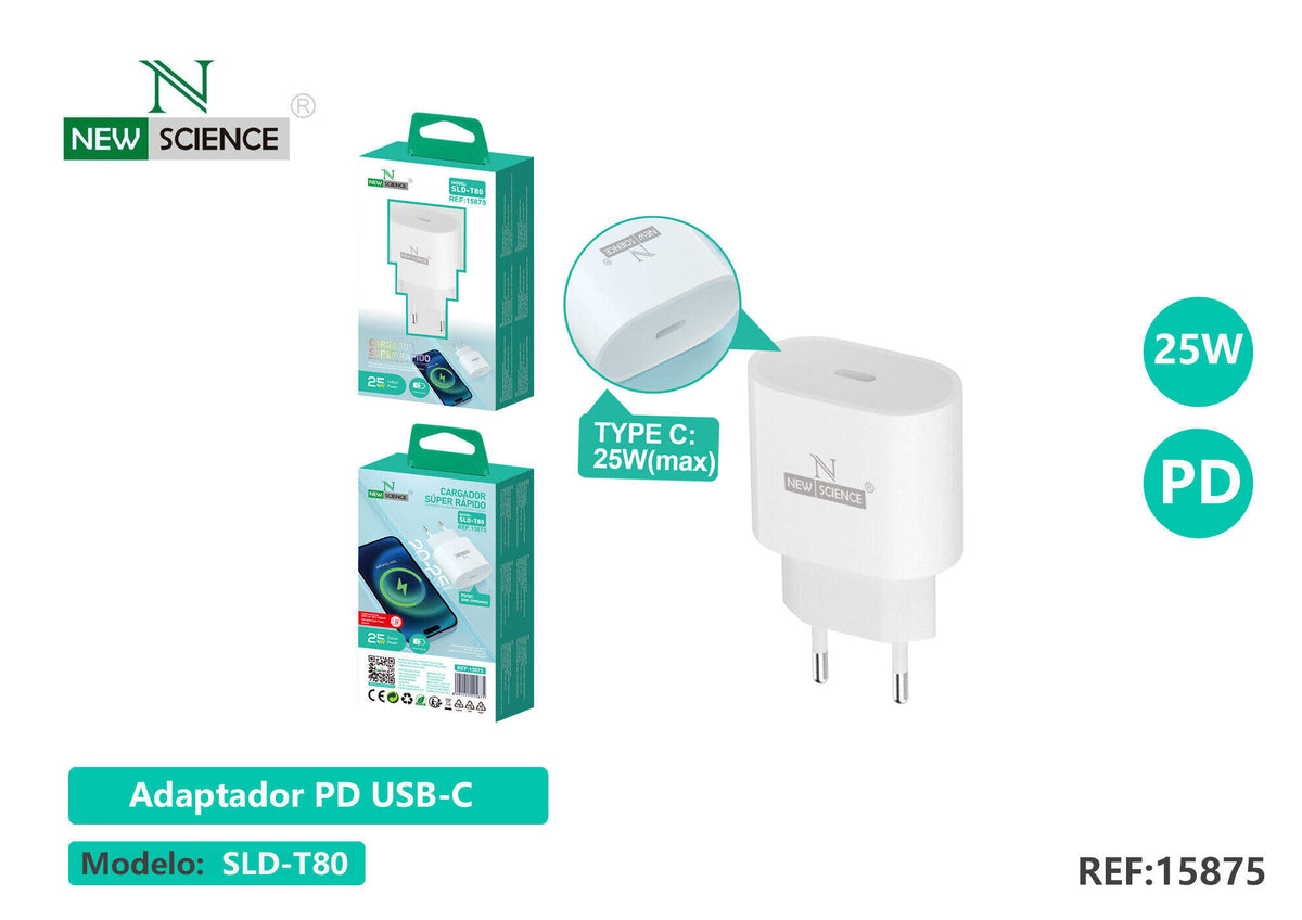 Kućni punjač USB-C PD 20–25 W (SLD-T80) – Samo adapter