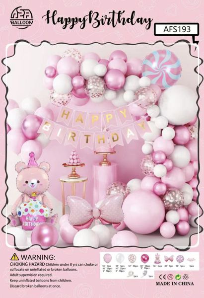 Set balona za girlandu i luk – roza, Happy Birthday, br. 26513