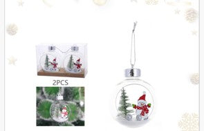 Prozirna kugla za bor  2 kom - djeda mraz