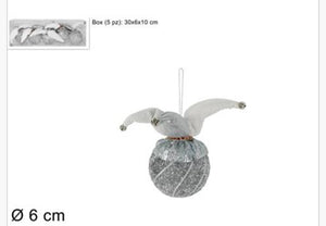 Kugle za bor 5 kom, promjer 6 cm; srebrna