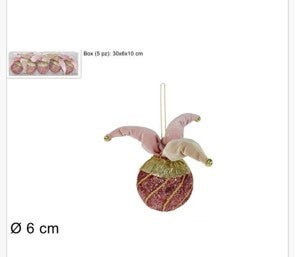 Kugle za bor 5 kom, promjer 6 cm; antique pink