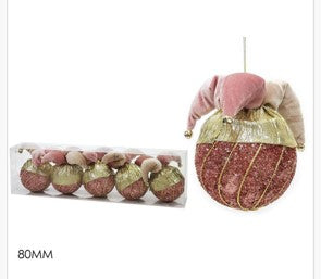 Kugle za bor 5 kom, promjer 8 cm; antique pink