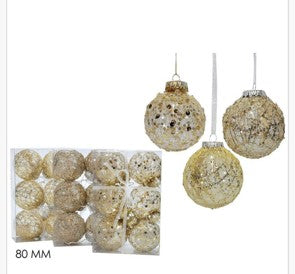 Kugle za bor 6 kom; promjer 8 cm; zlatne