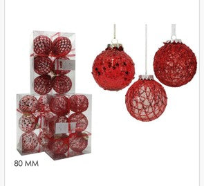 Kugle za bor 6 kom; promjer 8 cm; crvene