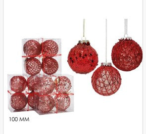 Kugle za bor 6 kom; promjer 10 cm; crvene