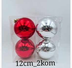 Kugle za bor 2 kom; promjer 12cm; crvena