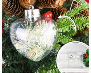 Prozirna kugla za bor 8 cm srce
