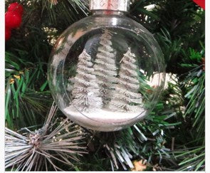 Prozirna kugla za bor 8 cm 3 jelke