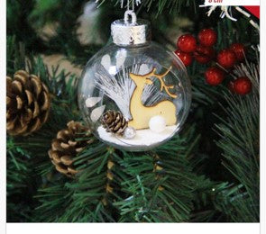 Prozirna kugla za bor 8 cm 3 jelen