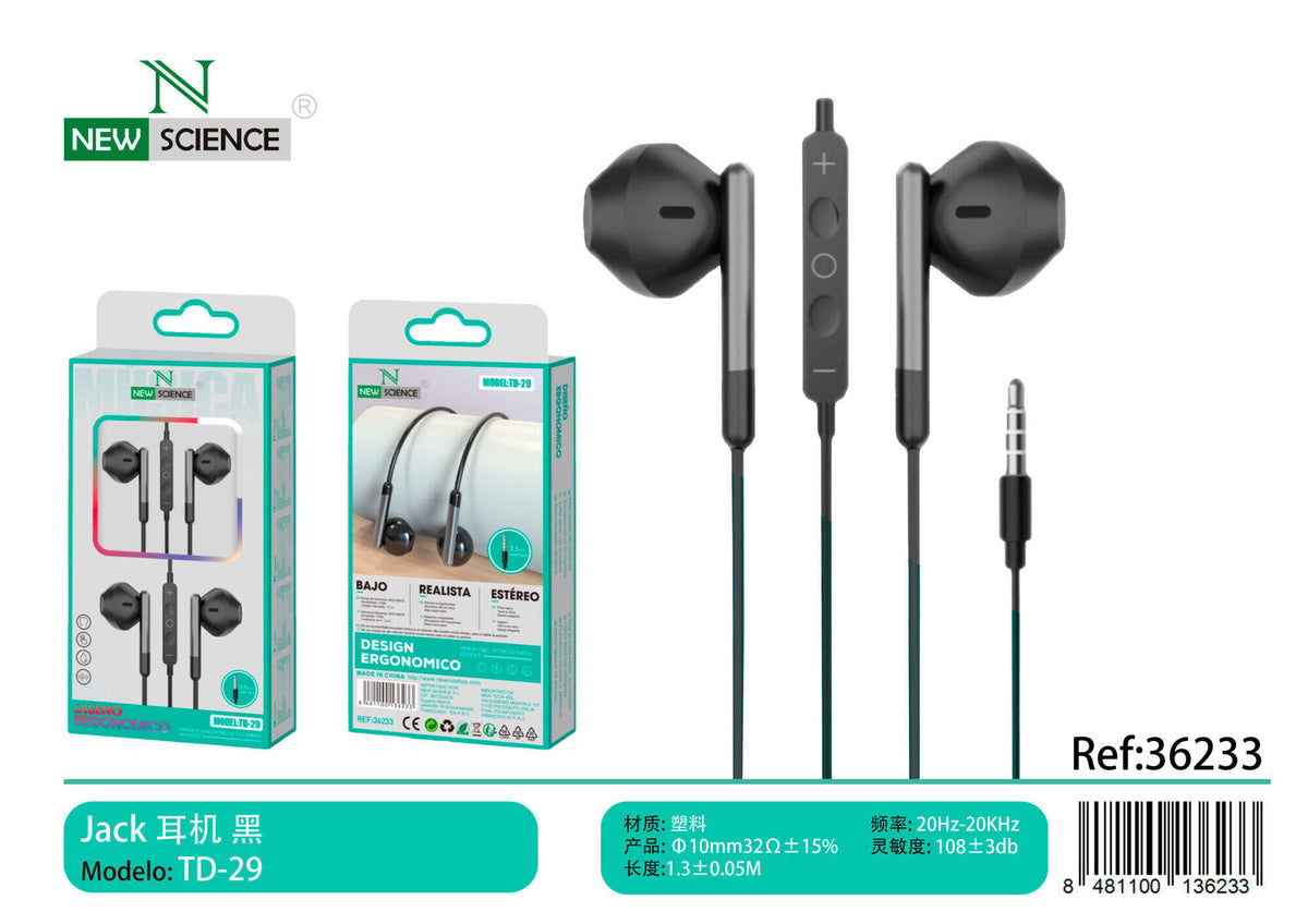 Slušalice s mikrofonom, 3,5 mm (TD-29) – Crna