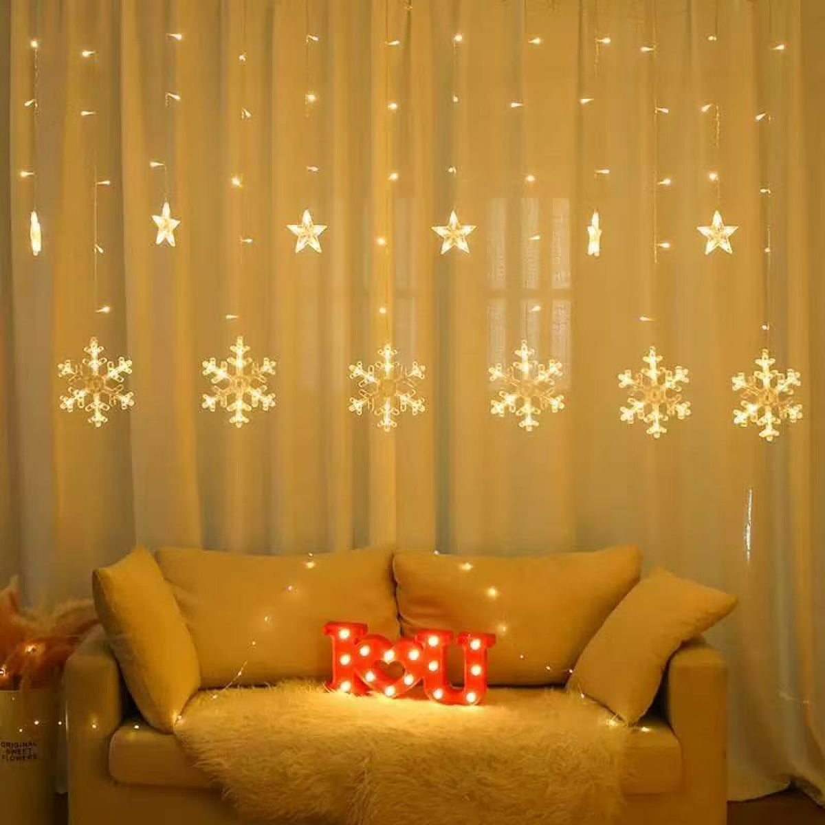 LED zavjesa s pahuljicama i zvjezdicama