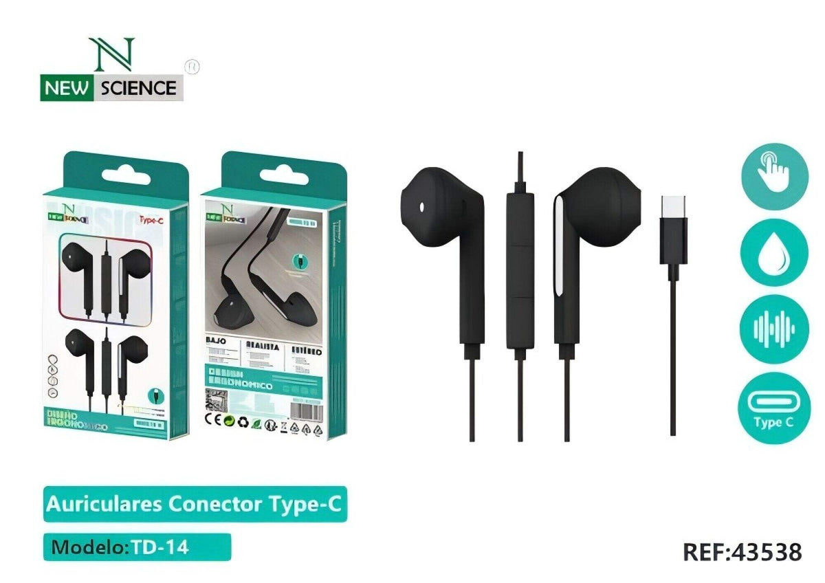 USB-C slušalice s mikrofonom (TD-14) – crne