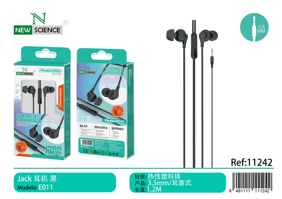 Slušalice s mikrofonom, 3,5 mm (E012) – Crna
