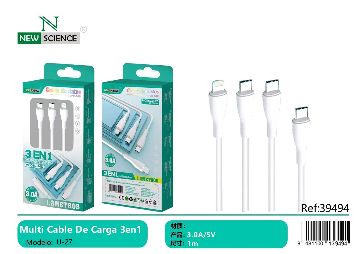 Kabel za punjenje 3 u 1 s USB-C utikačem (U-27)