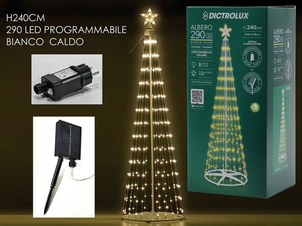 Solarni svjetleći stožac 2,4 m, 290 LED – svjetleće LED drvo