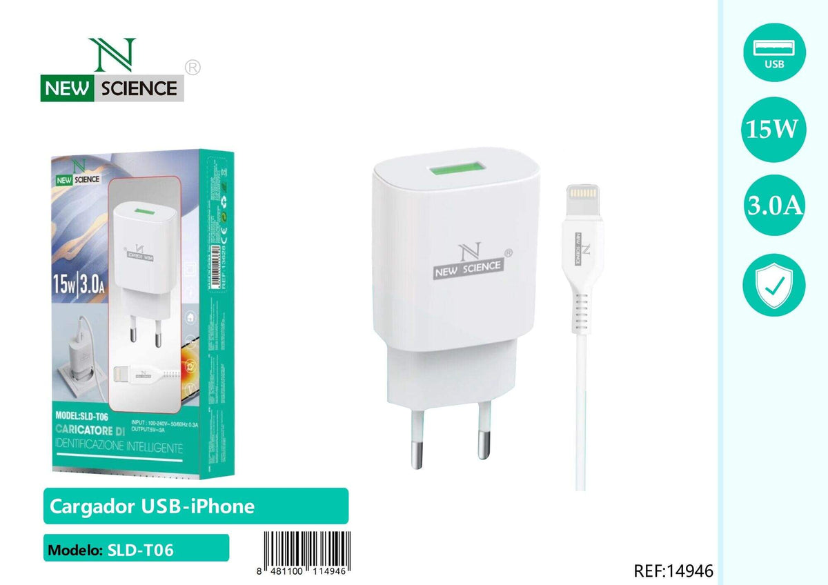 Kućni punjač USB 3 A (SLD-T06) – S kabelom za iPhone