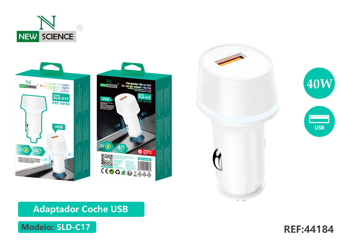 Auto punjač USB 40 W SLD-C17 – bijeli