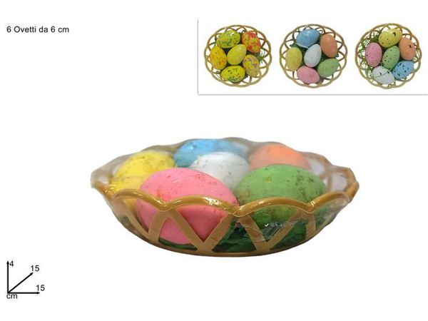 Ukrasna košarica s jajima 6 cm
