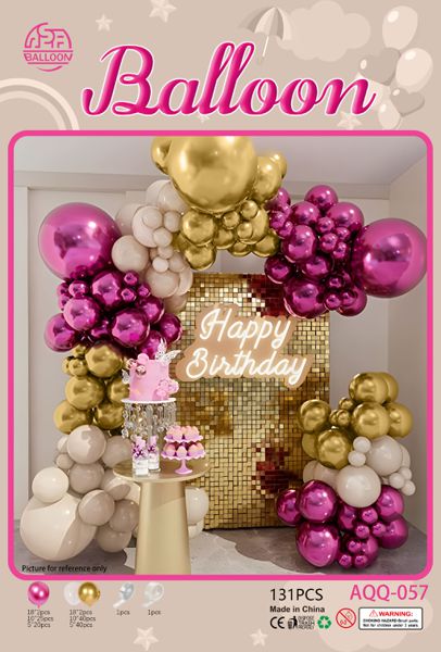 Set balona za girlandu i luk – fuksija-zlatni, br. 32160