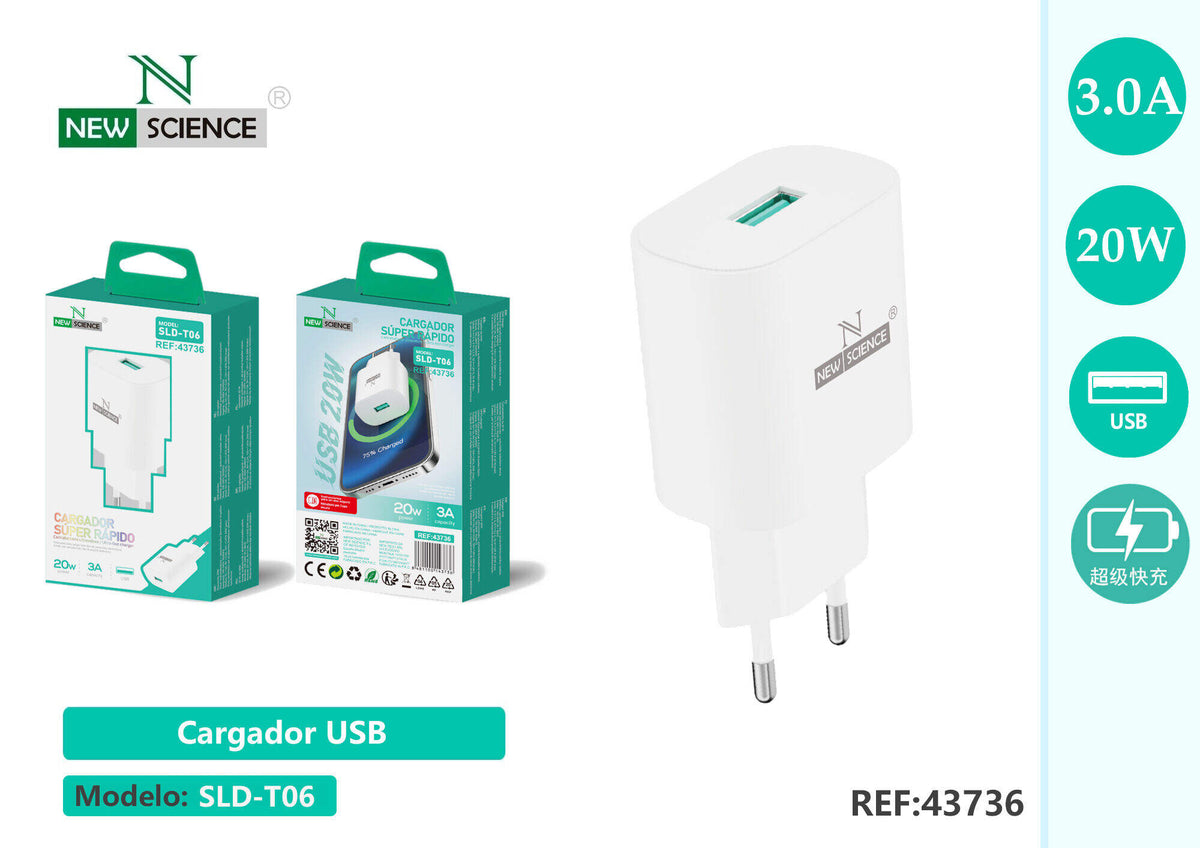 Kućni punjač USB 3 A (SLD-T06) – Samo adapter