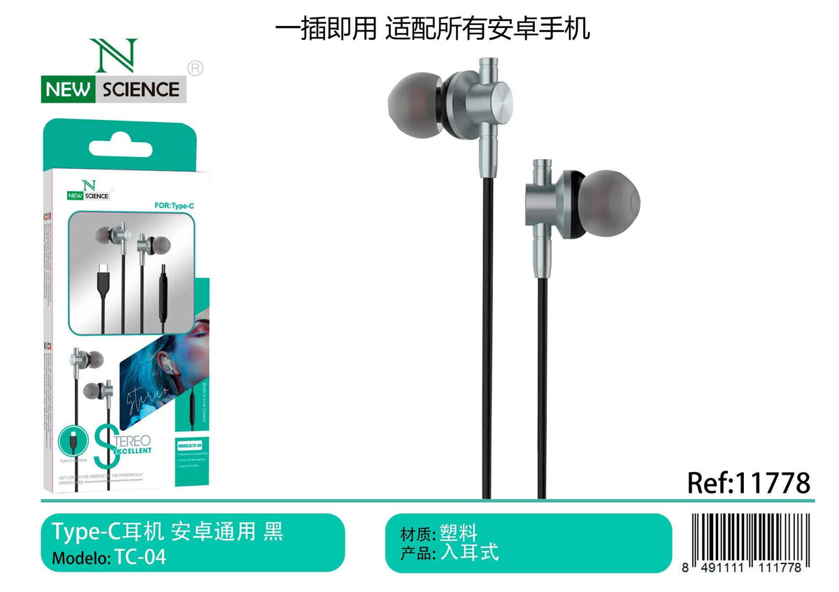 USB-C slušalice s mikrofonom (TC-04) – Crna