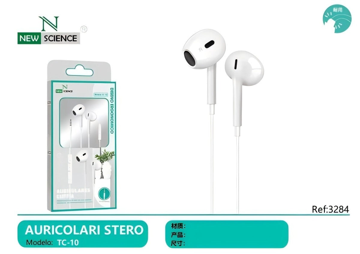 Slušalice s mikrofonom, 3,5 mm (TC-10) – Bijela