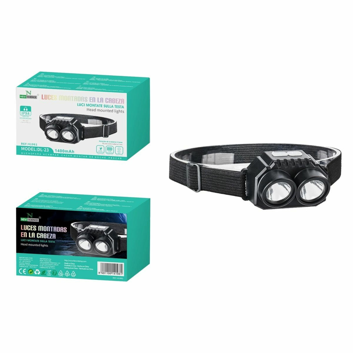 LED naglavna svjetiljka s dva svjetla (DL-23)