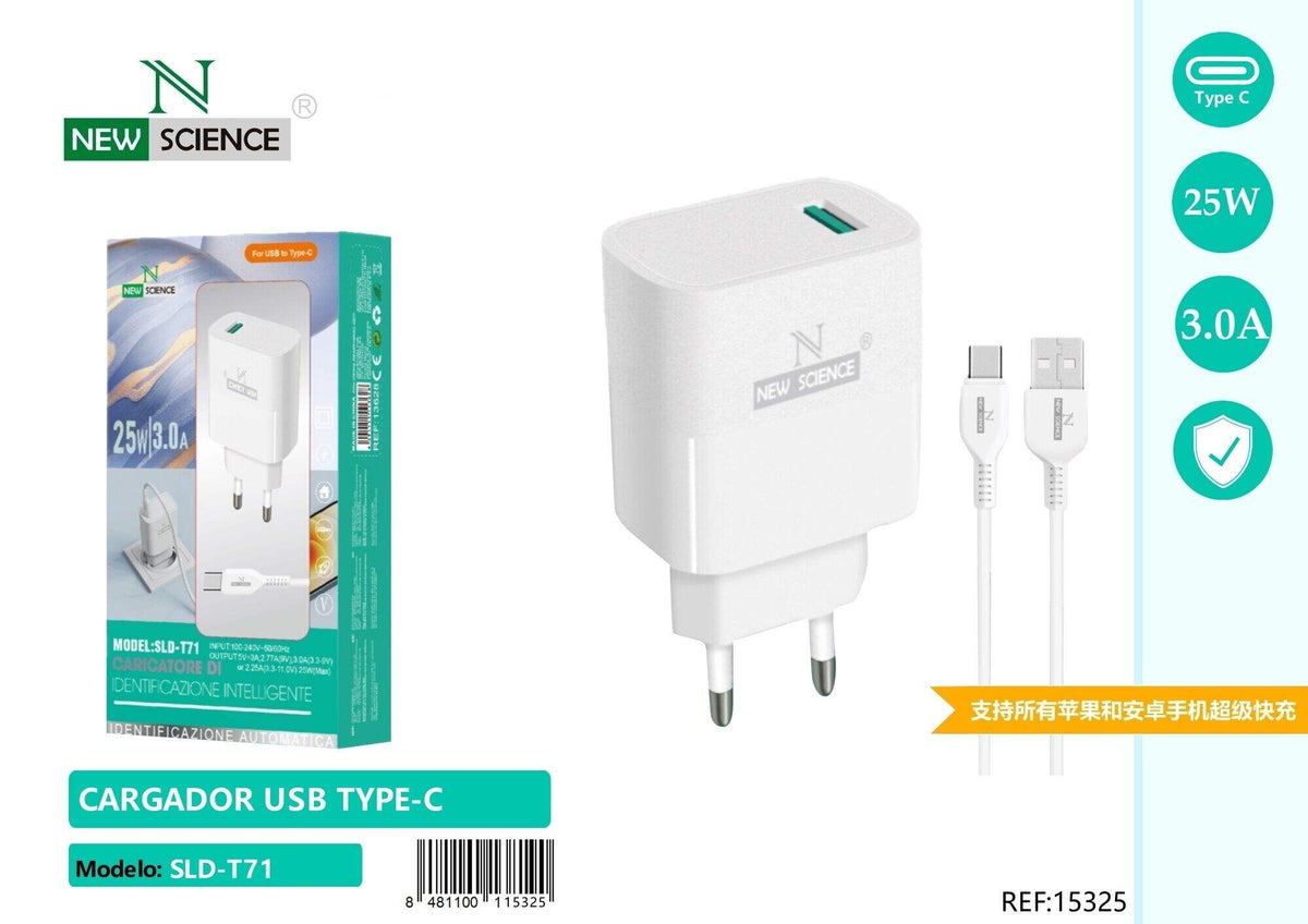 Kućni punjač 25 W (SLD-T71) – S USB-C kabelom, Bijela