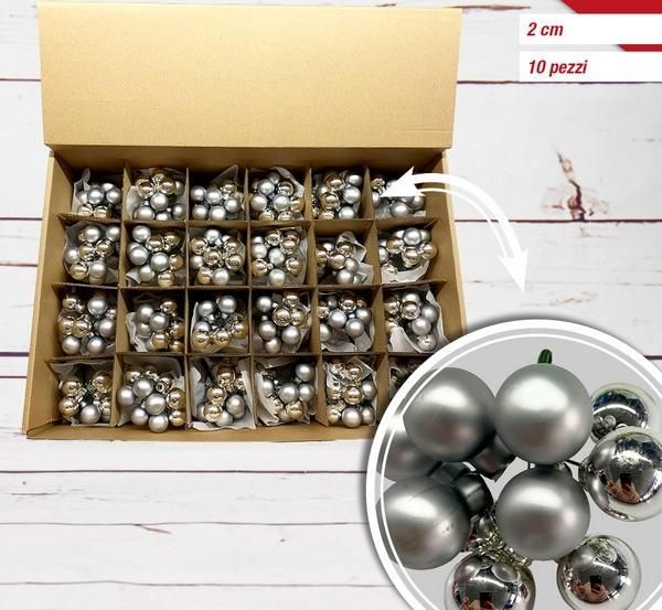 Weihnachtsdekoration 10 Kugeln 2cm - Silber