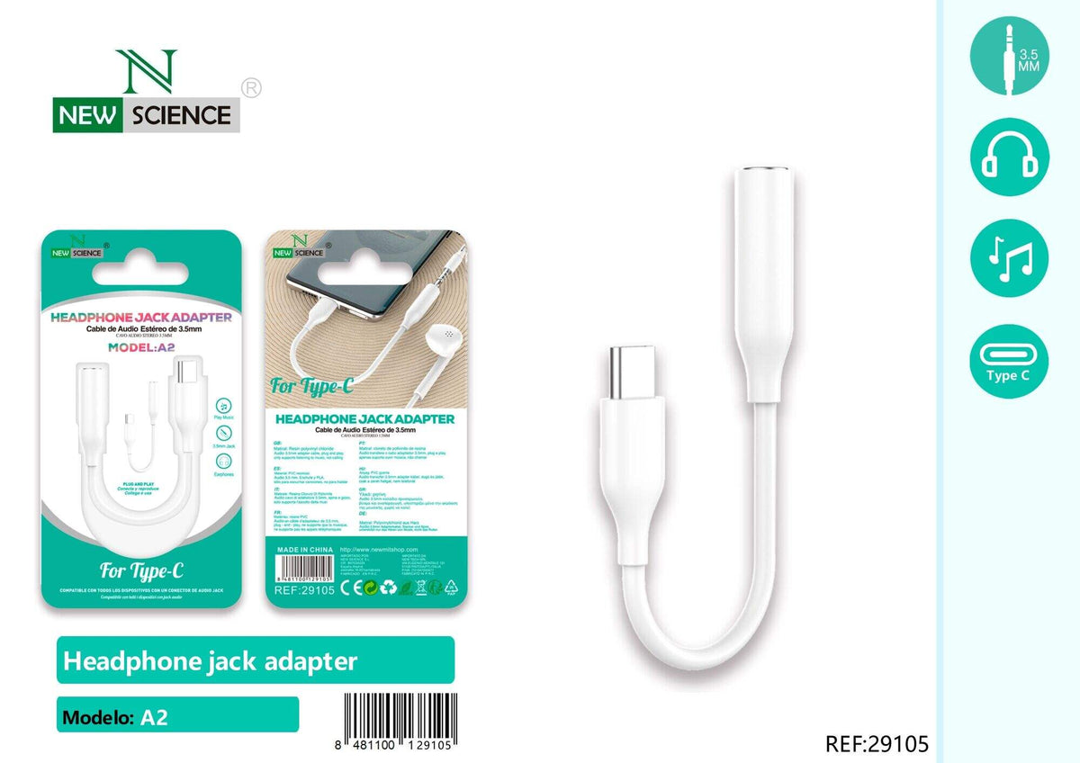 Adapter za slušalice USB-C na 3,5 mm (A2) – Bijela