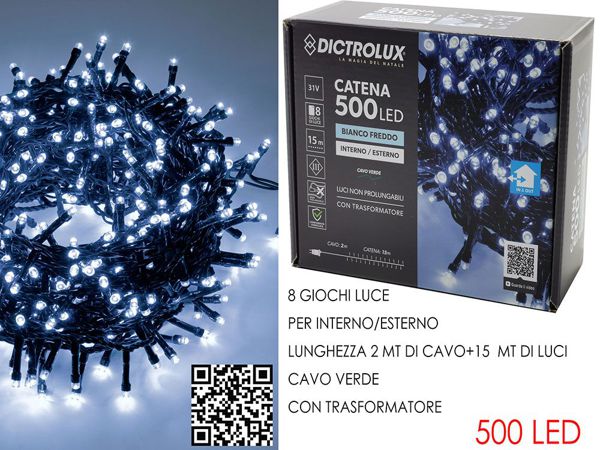 LED lampice 180–500 LED s 8 programa – zeleni kabel