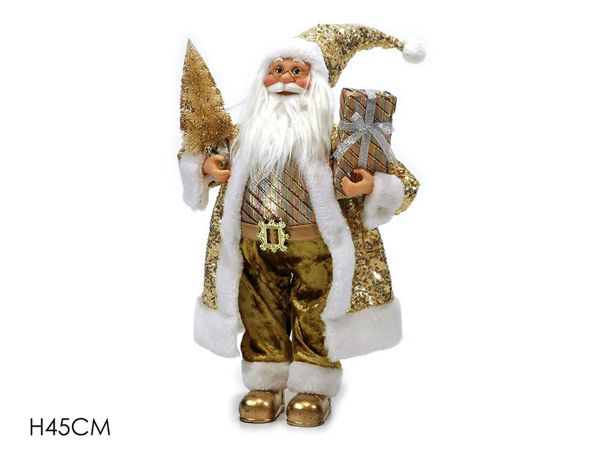 Ukrasna figura Djeda Mraza 45 cm, zlatni sa šljokicama