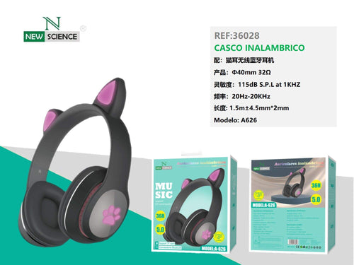 Bluetooth slušalice s mačjim ušima (A-626, A-633) – Crna