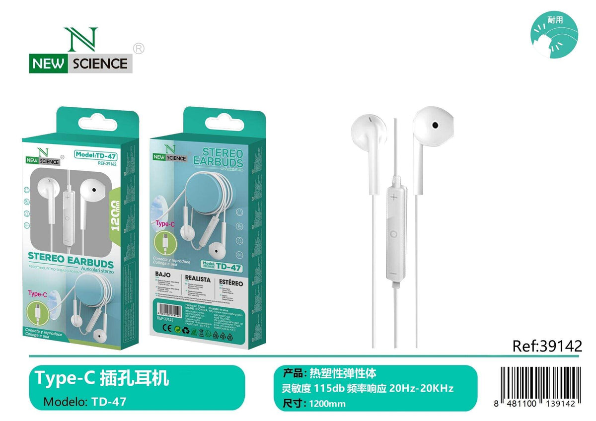 USB-C slušalice s mikrofonom (TD-47) – bijele