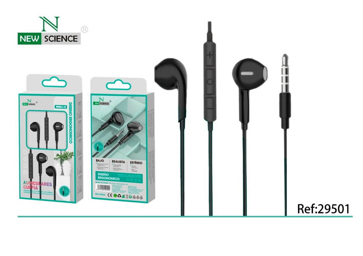 Slušalice s mikrofonom, 3,5 mm (L-15) – Crna